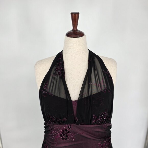 VTG Y2K Taboo Metallic Black Floral Mesh Whimsigoth Maxi Dress Gothic Womens 2X - Picture 3 of 13